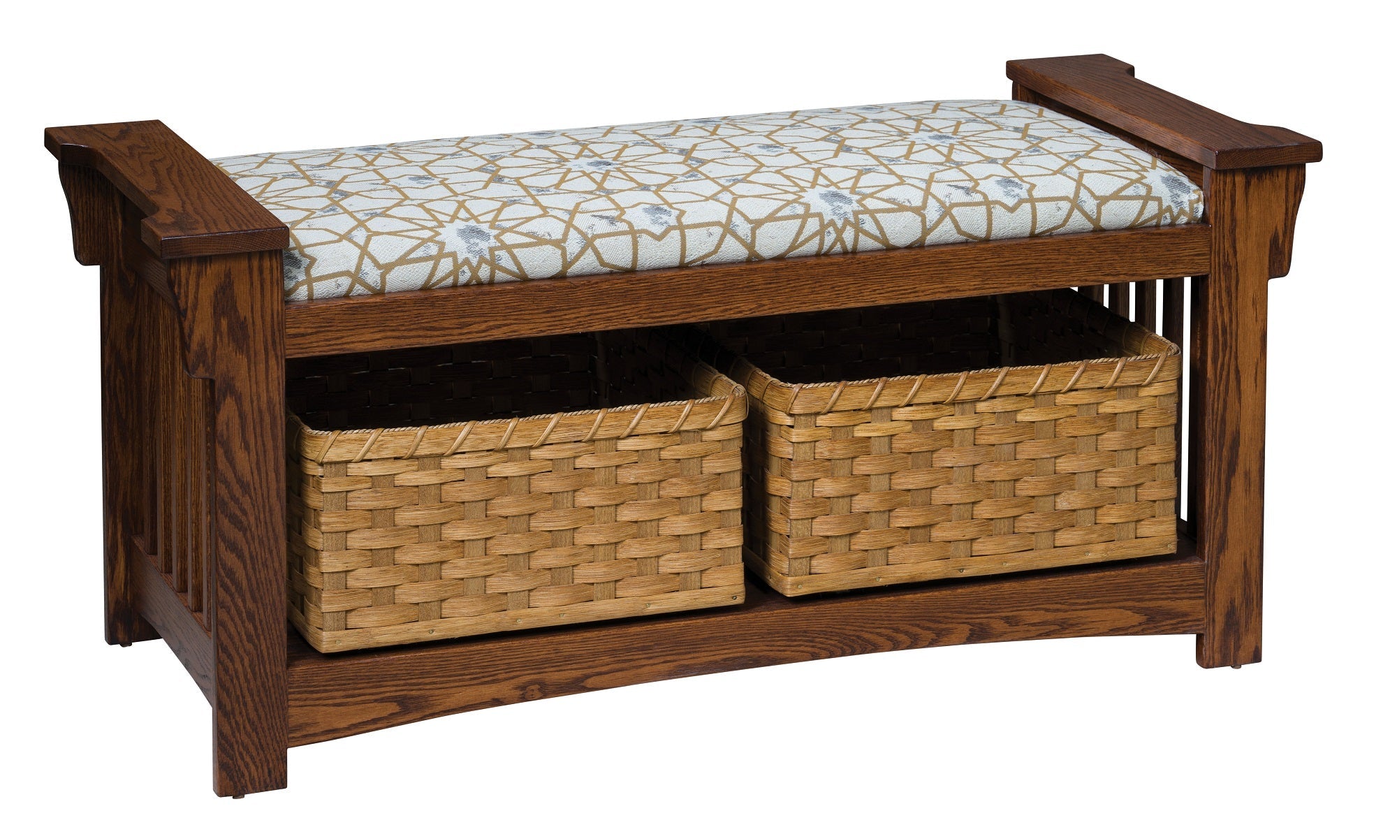 Mission Slat Bench w/Baskets