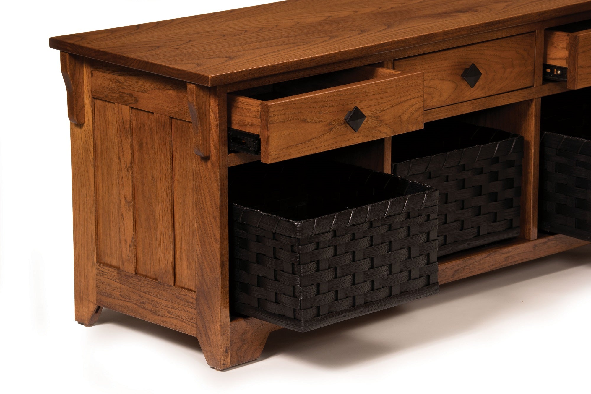 Lattice Weave Drawer Bench